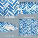 LVTXIII 2 Pack Outdoor Lumbar Pillow Covers 12x20 Inch with Piping, Water-Repellent Back Cushion Covers ONLY for Patio Furniture, Sofa, Garden Bench, Blue Bricks