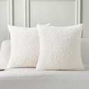FUTEI Cream White Throw Pillow Covers 18x18 Inch Set of 2,Furry Faux Fur Teddy Boucle Textured Cushion Covers,Soft Fluffy Decorative Pillow Case,Home Decor for Couch Bed Living Room Office Car