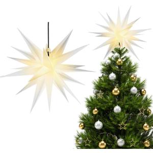 Riakrum Moravian Star Tree Topper Christmas Tree Decor Advent Star Hanging Outdoor Christmas Light Hanging Xmas Treetop for Holiday Decor (White,18 Inch)