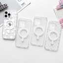 NITITOP for iPhone 15 Pro Max Case Clear Magnetic Polka Dot - Large White