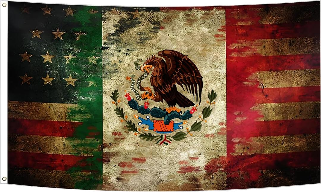 American Mexican Friendship Flag 4x6FT USA Mexico Flag Fade Proof Vivid Color Polyester with Brass Grommets For Indoor Outdoor (C, 4x6FT)