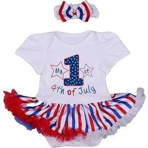 RONGTAI My First 4th of July Baby Girl Outfit Independence Day Tutu Skirt Short Headband Set 0-18 Months/
12-18 Months