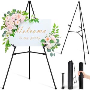 Easel Stand for Sign - 63" Display Easel for Wedding Sign Stand Poster Stand, Lightweight Adjustable Poster Easel for Painting, Portable Easel Stand with Carrying Bag, Black 1Pcs