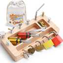 Screwdriver Board Set Lock and Key Toys Kids Tools Montessori Toys for 3+ 4 5 Year Old Learning Practical Life Fine Motor Skills