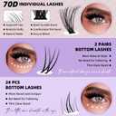 B&Qaugen Eyelash Extension Kit with Bottom Lash Extension 10-18mm 70D D Curl Lash Clusters Kit with Bottom Lashes DIY Lash Extension Kit Bond and Seal Lash Applicator (Kit-70D-D-MIX10-18)