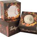 qiqee Thanksgiving 6x6x5 Cake Box, 18 Sets Thanksgiving Cake Box with Window  18 Sets 6" Thanksgiving Brown Pumpkin Cake Round Boards, 6inch Cake Containers