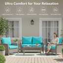 24x24 Inch Outdoor Chair Cushions Set of 4, Patio Furniture Cushions - Removable Cover, Water-Repellent, Fade-Resistant, Non-Slip Bottom & Straps, Replacement for Deep Seat Sofa & Couch - Teal, 4 Pack | 24''x24''