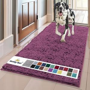 Muddy Mat® | Super Absorbent Door Mat Indoor, Microfiber Quick Dry Chenille Entryway Rug, Non-Slip Front Door Mat, Indoor Mats for Entryway, Machine Washable Pet Rug, Dark Purple 24"x60"