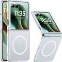 NO.1 Magnetic for Motorola Razr Ultra 2025 Case Compatible with MagSafe[Military Shockproof][Translucent Matte][Anti-Fingerprint] Soft Silicone Bumper for Moto Razr Ultra 2025 Case Slim,White