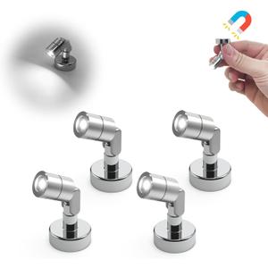 Metal Miniature LED Light,Tiny Spot Lights with Magnet Base,Battery Operated LED Lights,Wireless Miniature Spot Light for Artwork Painting,Jewelry Showcase,DIY Hand Craft (Cool White)