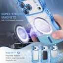 4 x BENTOBEN for iPhone 17 Pro Max Case Clear, [Compatible with MagSafe][Full Camera Protection][Cute Wave Frame][DIY Glitter Cardstock] Electroplated Wavy Shockproof 17ProMax Phone Case 6.9", Sky Blue