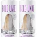 BOLD UNIQ Purple Shampoo & Conditioner Duo - Eliminates Brassy Yellow Tones. Lightens Blonde, Platinum, Ash, Silver and Grays. Paraben & Sulfate Free, Vegan and Cruelty Free.