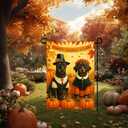 IVN Happy Thanksgiving Garden Flag 12x18 Inch Double Sided Dog Pilgrim Pumpkin Maple Leaf Outdoor Yard Flag for Outside Front Door Lawn Porch Patio Welcome Decor