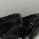 Womens 3.3-inch Kitten Heel Knee High Fur Boots Furry Fuzzy Fluffy Pointed Toe Boots for Women Tall Wide Calf Fall Winter Snow Fold Over Boot with Side Zipper (9, Black)