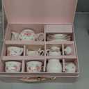 Porcelain Tea Set for Girls, Tea Party Set for Little Girls, Kids Tea Set Kitchen Pretend Play, Princess Tea Time Playset with Teapot Cups Carry Case, Toddler Girl Toys Birthday Gifts Age 3+