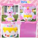 OurWarm 6FT Inflatable Unicorn Birthday Cake, Happy Birthday Inflatable Unicorn with Cake and Candle, Cute Outdoor Birthday Decorations with Built-In LED Lights and Blower for Home Yard Birthday Decor