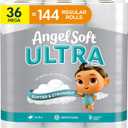 Angel Soft Ultra Toilet Paper, 36 Mega Rolls = 144 Regular Rolls, 2 Ply Toilet Tissue