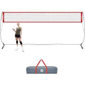 Volleyball Practice Net with with Patented 5-Height Adjustment (6'6'' to 8'), Portable Freestanding Training System for Backyard, Indoor or Outdoor, Heavy Duty & Easy Setup (20 ft)