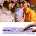 Fsoole Designed for iPhone 16 Case, Cute Flower Floral Pattern Design, Slim Soft TPU Liquid Silicone Protective Cover for Women Girls - Purple