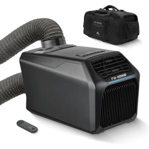 Dual Hose 6800 BTU Portable Camping Air Conditioner & Heating, 5-in-1 Quiet Small AC Unit with 550W, Windowless AC for Tent, RV, Van, Car, Garage, Indoor & Outdoor Use(Gunmetal Gray)