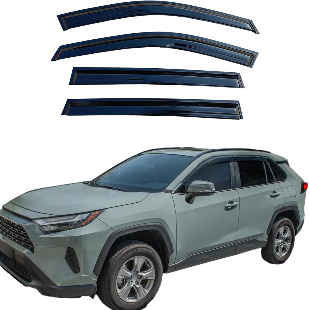 Tape On Window Visors Rain Guards Deflectors Compatible with Toyota Rav4 2019-2025, Side Vent Window Deflector Rain Guard Shade for Rav-4 19-25,Rav4 Window Covers,Truck Accessories-4pcs