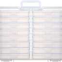 PCA Photo Storage Box 4" x 6" With Handle - 16 Inner Keeper, Large Organizer, Clear Plastic Craft Case for Stickers, Stamps, Jigsaw, Vegetable Seeds (white)