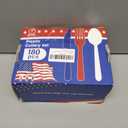 180 Pieces 4th of July Plastic Silverware Heavy Duty Plastic Cutlery Set Disposable Utensils Includes Spoons Forks Knives for Memorial Day Decorations Utensil Flatware Independence Day