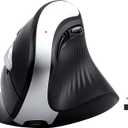 Wireless Ergonomic Vertical Mouse, Rechargeable Tri-Mode (Dual Bluetooth + 2.4G USB) Optical Mouse with Adjustable RGB Lighting, Multi-Device Control for Laptop, PC, Mac, iPad, Desktop (Dark Black)