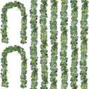CQURE 8 Pack 5.9Ft Eucalyptus Garland,Artificial Eucalyptus Flowers Leaves Table Greenery Garland Wreath Vines for Wedding Party Table Bedroom Wall Decor (47.2 Ft)