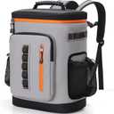 35 Can Insulated Cooler Backpack, Waterproof Leak Proof Cooler Bag for Beach Hiking Camping Travel Outdoor, Light Grey