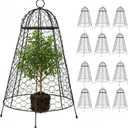 20" Tall Garden Cloches for Plants,12" Dia Extra Large Chicken Wire Cages,12-Pack Rustproof Metal Plant Protectors with Stakes, Heavy-Duty Fine Mesh Cloches for Outdoor Vegetables and Flowers (Black)
