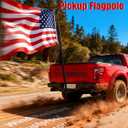6FT Carbon Fiber Truck Flag Pole, 1.25 Inch Heavy Duty Flag Pole for Truck, 2 Sections Design Black Flagpole for Jeep, Pickups, RVs, SUVs, Trailer Hitch, Tailgate, All-Weather Resistant(Flagpole only)