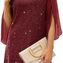 COOAN Wedding Guest Cocktail & Formal Dresses for Women - Lace Sequin Prom Evening Dress 3XL