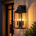 25" Outdoor Lanterns for Porch, Large Outdoor Wall Lights Exterior, 4-Light Wall Sconce for House Garage Front Door
