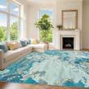 8x10 Washable Non-Slip Area Rug for Living Room (Blue)