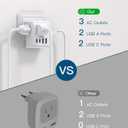 2 Pack European Travel Plug Adapter, International Power Plug Adapter with 3 Outlets 4 USB Charging Ports(2 USB C), Type C Plug Adapter Travel Essentials to Most Europe EU Spain Italy France Germany