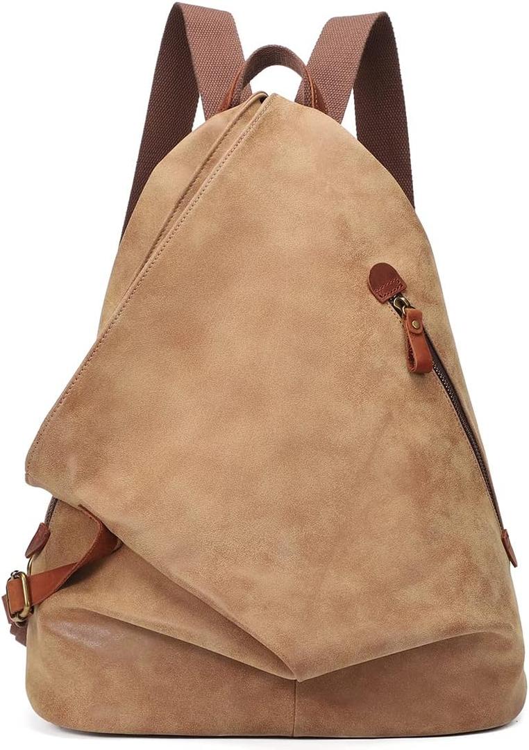 KL928 PU Leather Vintage Backpack  Large Casual Daypack Outdoor Travel Rucksack Hiking Backpacks for Men Women