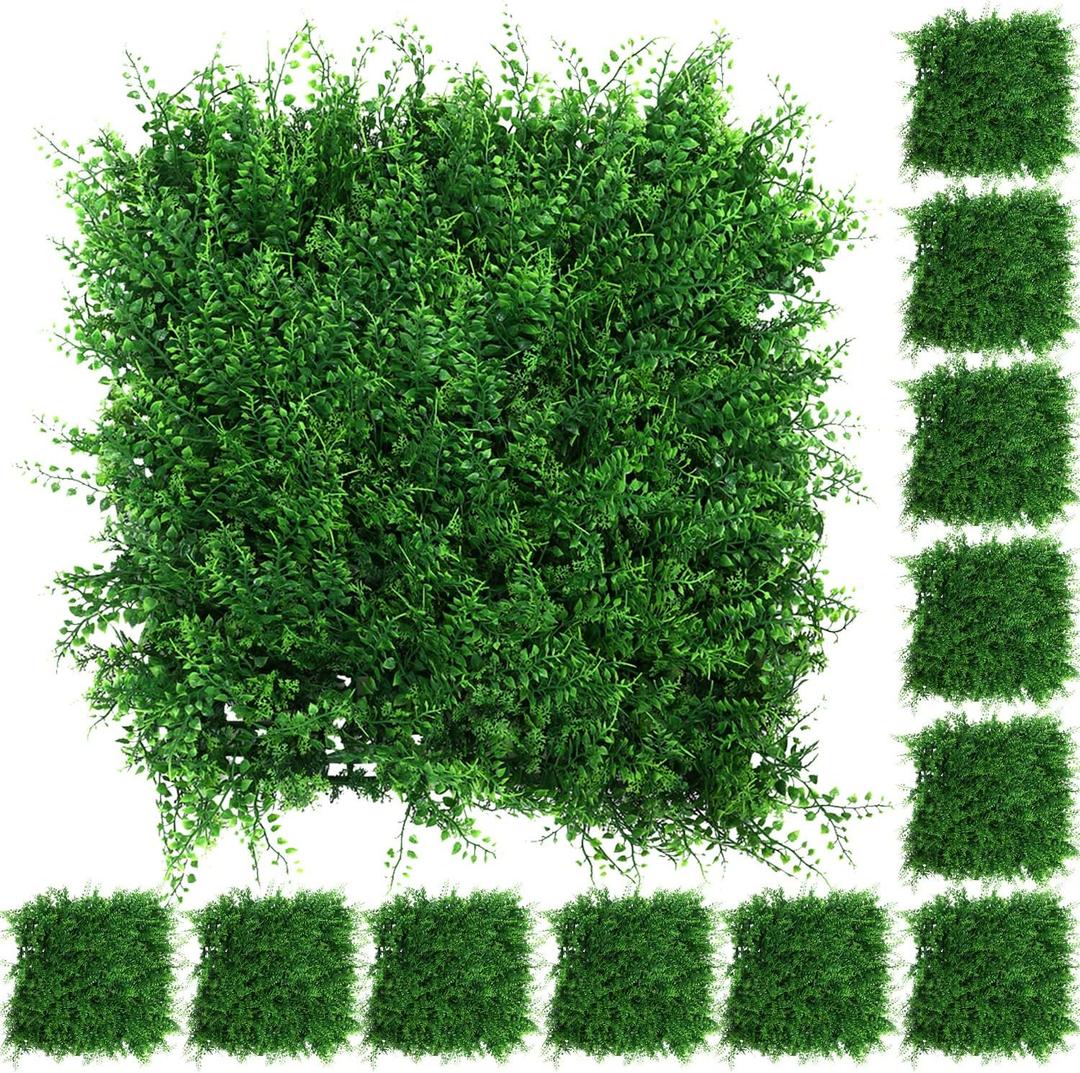 Houseables Grass Wall Panels, Greenery Wall, Greenery Backdrop, Grass Backdrop, Fern Panels, Artificial Green Decor, Faux Hedge, Fake Plant Squares, Leaf Tiles, Outdoor Living Decoration, 12x12, 12PK