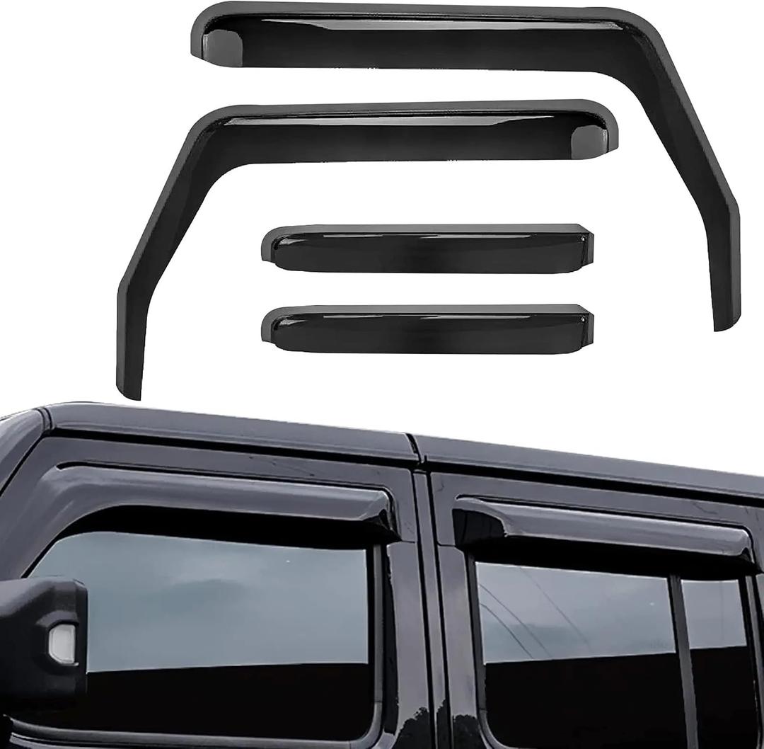 AUXMART 4Pcs Side Window Deflector Wind Rain Shade Visor Guard for 2007-2017 4-Door Jeep Wrangler JK Vent Visor Window Rain Guards for JK Wrangler 4 Door 2007-2017(Not for JL)