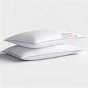 iFaon Ultra Thin Flat Soft Bed Pillows King Size Set of 2 Pack for Sleeping, Hypoallergenic Squishy Pillow for Stomach Back Sleeper, Machine Washable White Striped 20x36 inches