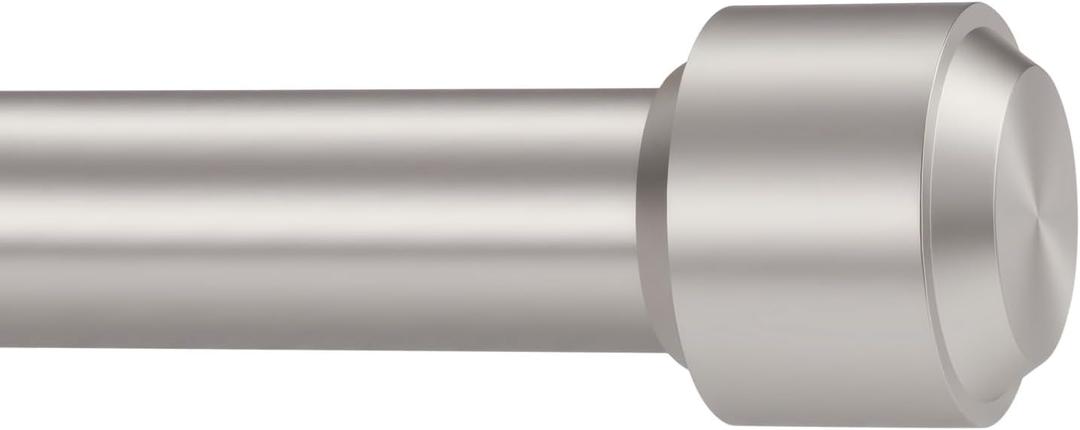 Curtain Rods, Non-Adjustable Drapery rod for Window, 1IN Diam 60INCH/5 Foot Fixed Length Rod with Aluminum End Caps and Brackets, Satin Nickel