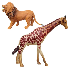 Vintage Lion And Giraffe Animal Figures Zoo Toy Hard Plastic Lot Of 2 Bundle