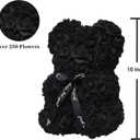 DuHouse 10 inch Rose Bear Artificial Plant for Anniversary, Birthdays, Bridal Showers - Fully Handmade, Unique Gift Box (Black)