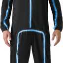 Stick Figure Costume Adult Light up Costume with Glasses Halloween Glow in the Dark Outfits for Men Women (Medium, Ice Blue)