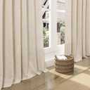 Cream Beige Linen 112 Inch Curtains for Living Room Light Filtering Semi Sheer Curtain Back Tab Modern Farmhouse Decor Elegant Coastal Drapes Floor to Ceiling High Window for Bedroom 52x112, 2 Panels