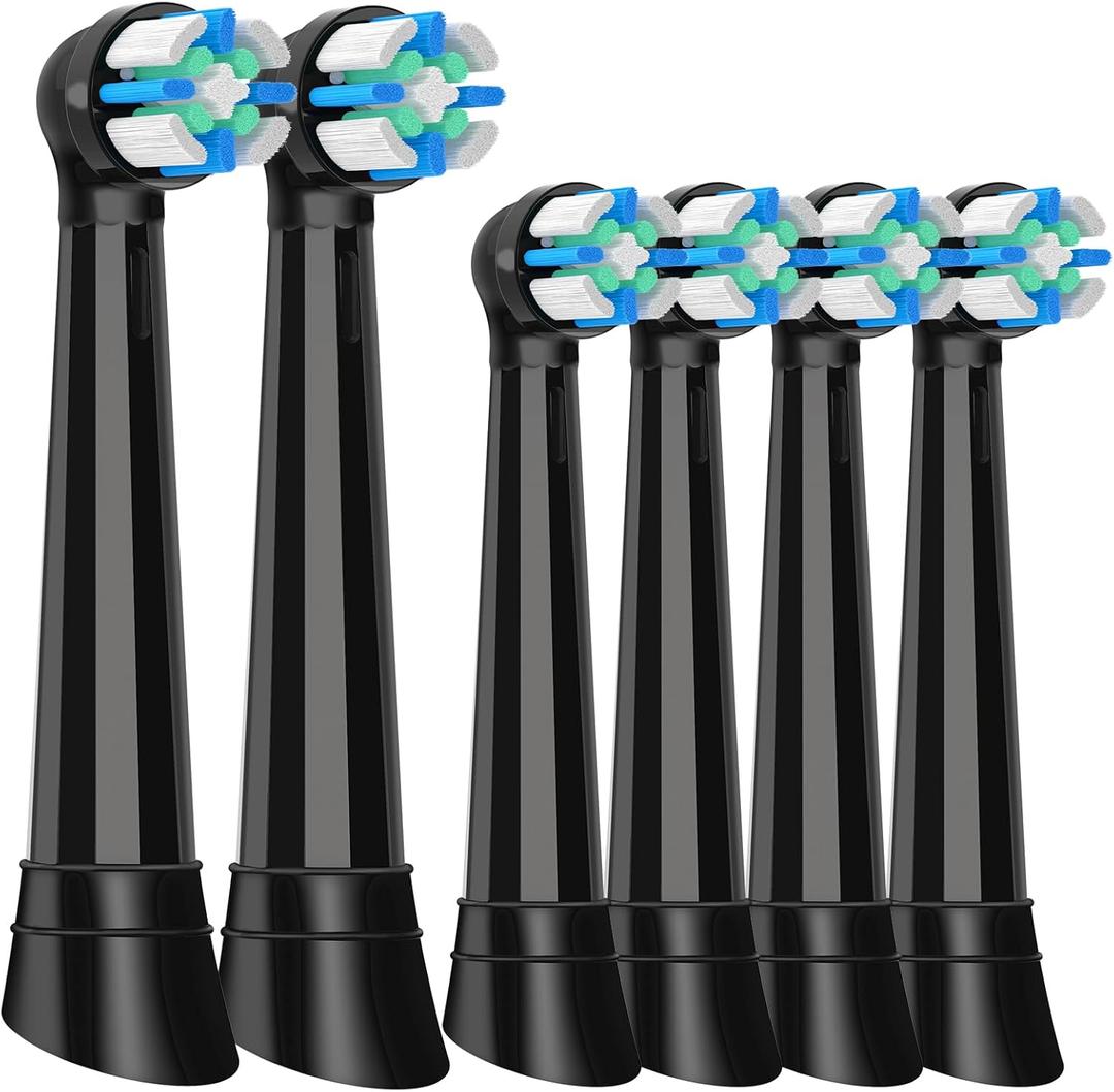 IO Replacement Heads Compatible with Oral B iO 2/3/4/5/6/7/8/9/10 Series Electric Toothbrush,Medium-Soft Brush Heads for Gentle Care and Deep CleanBlack 6PCS