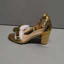 DREAM PAIRS Women's Chunk Low Heel Pump Sandals, Size 7.5, Gold-Metallic, CHUNK