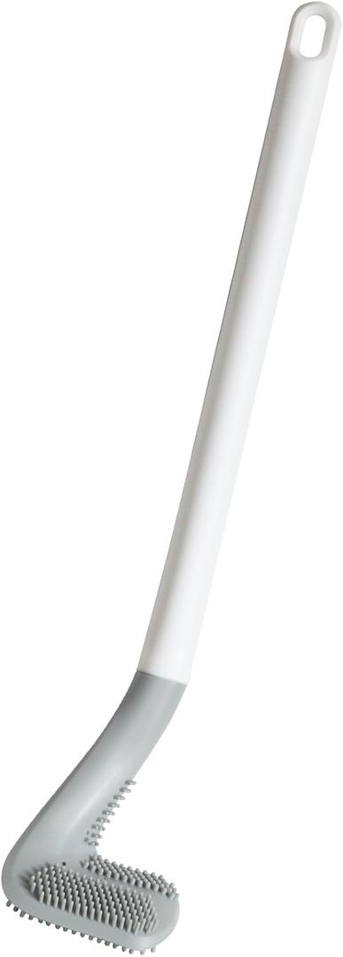 Golf Toilets Brushes, Toilet Cleaning Brush, Flexible Bendable Silicone Long Handled Toilet Brushes, 360Deep Toilets Bowl Cleaning Brush,Quick Drying Scrubber for Bathroom with Hook (White)