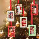 Marsui 12 Pcs Christmas Acrylic Photo Ornaments Hanging Picture Frame Ornaments for Christmas Tree 2 x 3 Inch Small Hanging Picture Frame for Xmas Tree Decoration Winter Holiday Gifts (Classic Xmas
