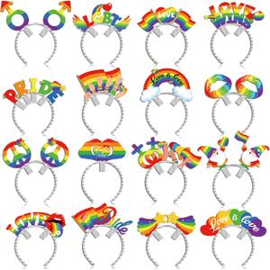 Blosssound 16 Pcs Rainbow Headband Gay Pride Headband LGBT Hair Hoops Rainbow Hair Accessories Headwear for Gay Pride Lesbian LGBTQ Party Favors Supplies Costume Outfits Equality Parade Decorations